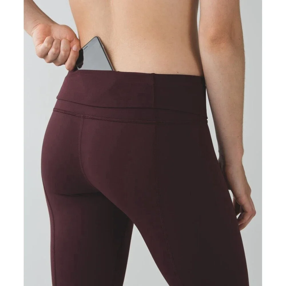 LULULEMON Wunder Under Pant Stirrup Bordeaux Drama High Rise RARE Legging 6